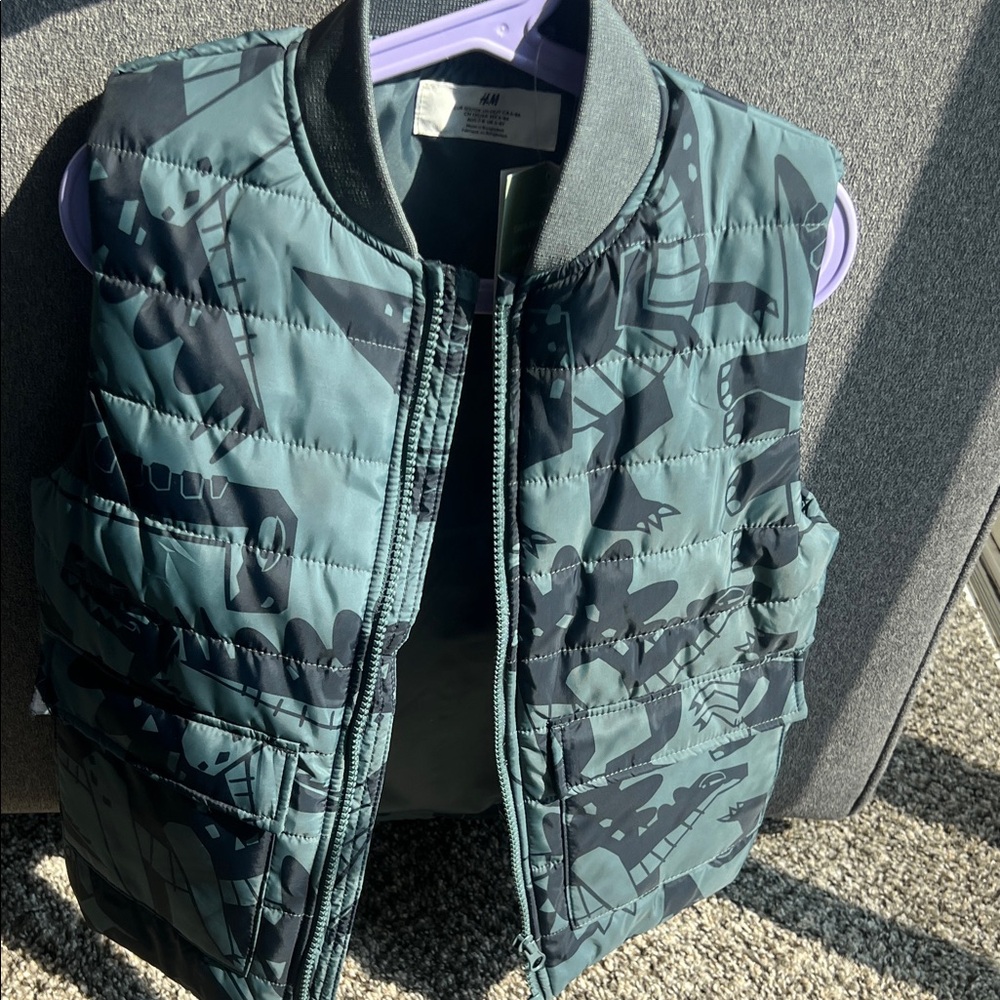 H&M Boys' Teal and Black Camouflage Puffer Vest